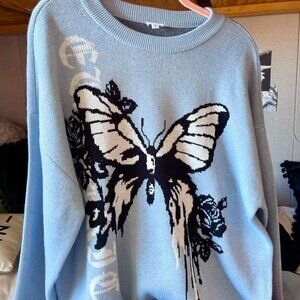 garage blue butterfly sweater
